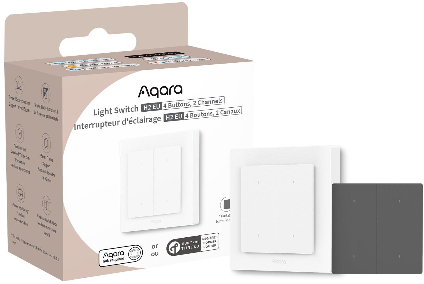 Aqara Light Switch H2 EU | Przełącznik | 4 przyciski, 2 kanały, offline WS-K08D — ujęcie 1