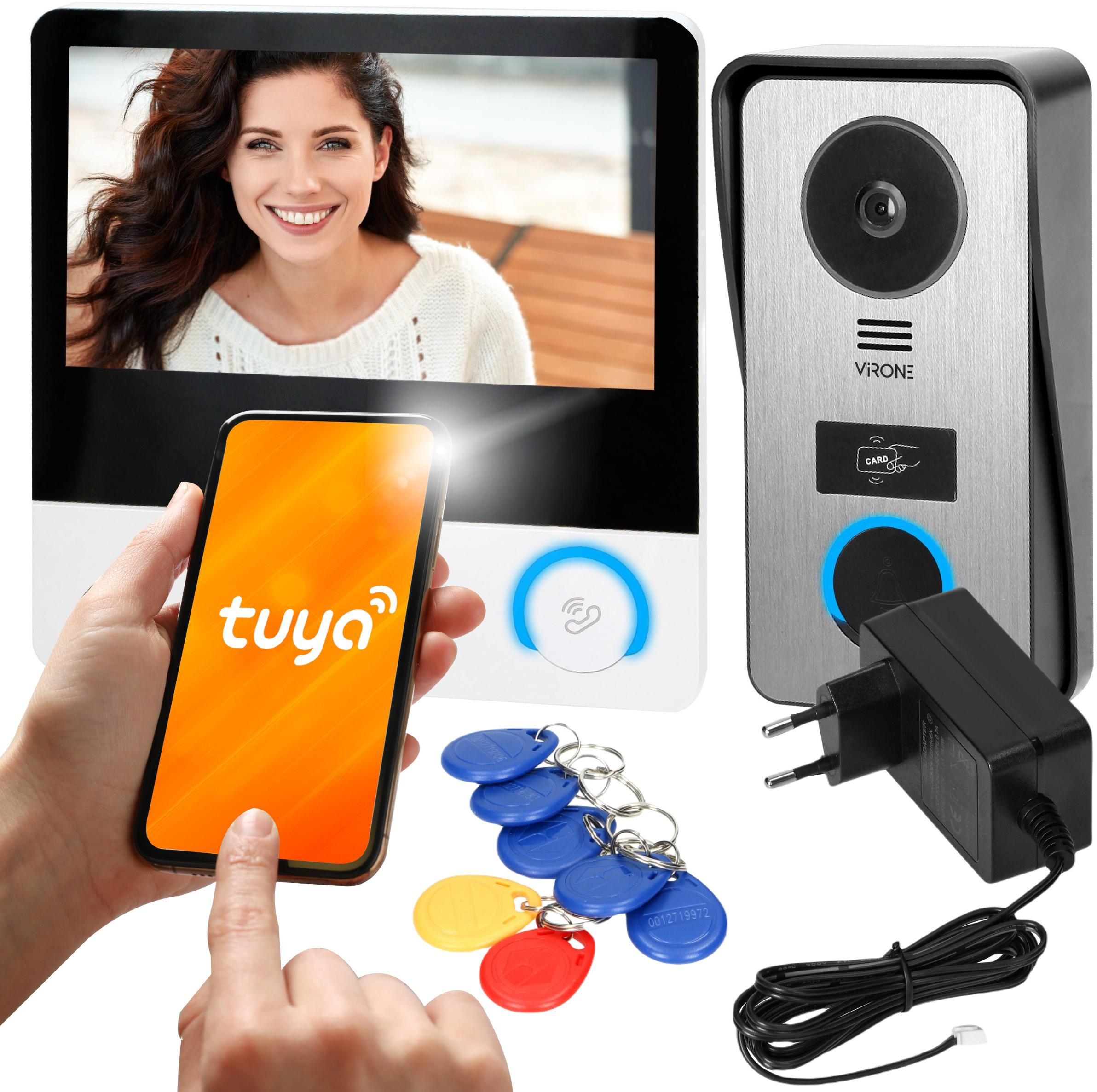 WIDEODOMOFON VIRONE VDP-67 FullHD, czytnik RFID, TUYA — ujęcie 1