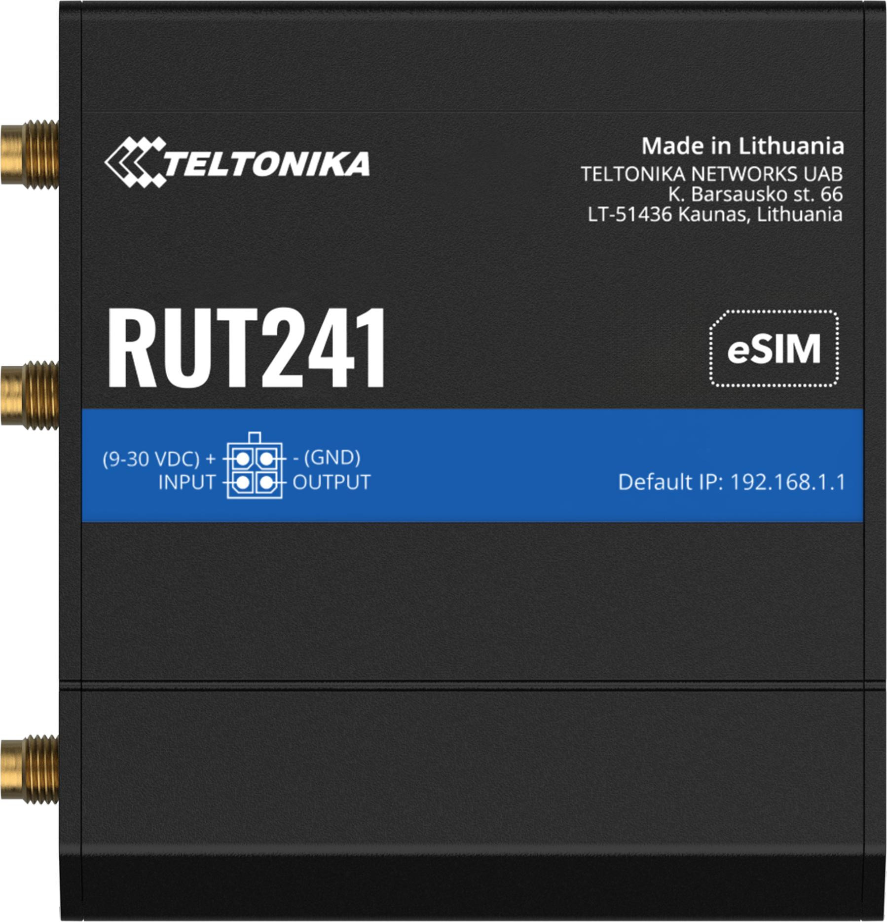 Teltonika RUT241 router przemysłowy 4G LTE Cat4 eSIM WiFi 2x Ethernet DIN RutOS RUT241010000 — ujęcie 1