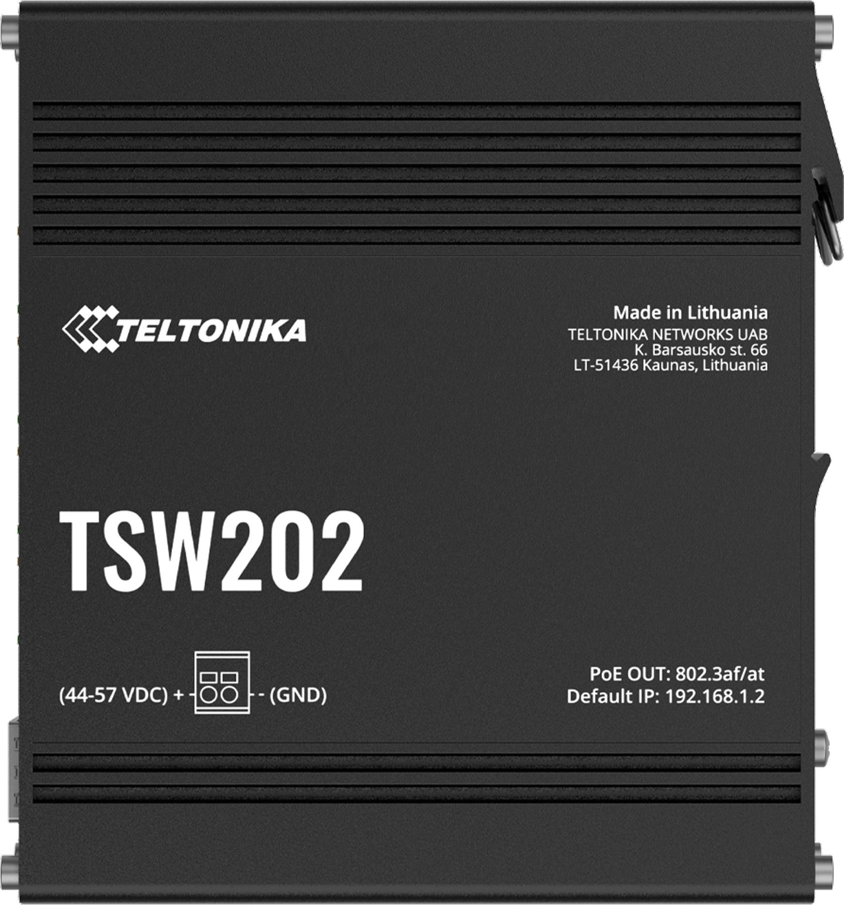Teltonika TSW202 switch przemysłowy zarządzalny 8xFE 2xSFP PoE+ (TSW202000000) DIN — ujęcie 1
