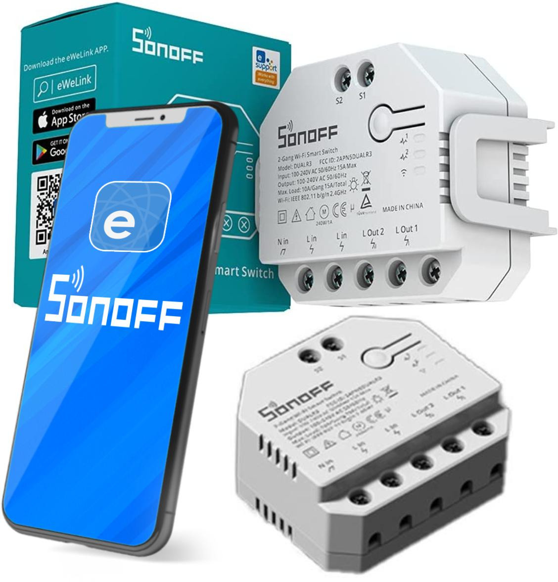 SONOFF sterownik 2-kanałowy roletowy 10A WiFi DUAL R3 — ujęcie 1