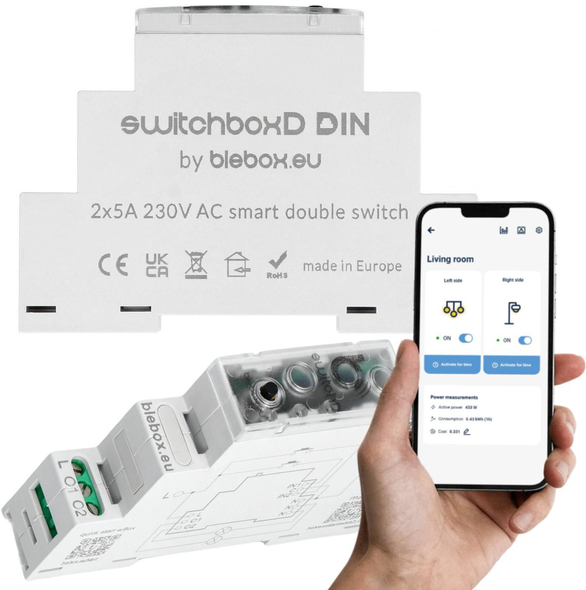 Moduł przekaźnikowy switchboxd din Blebox — ujęcie 1