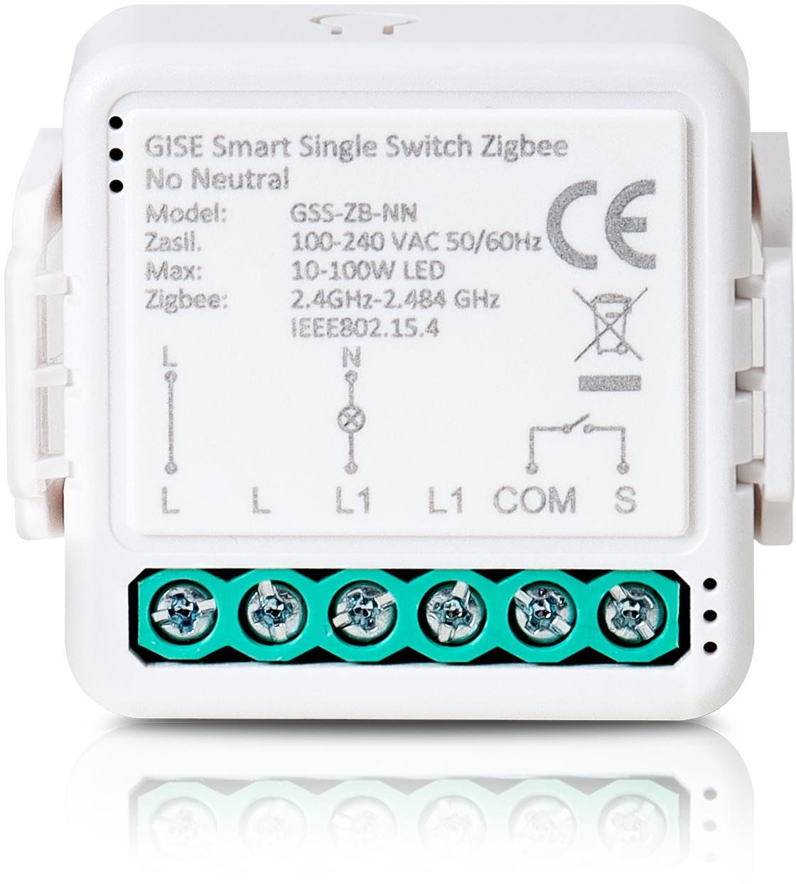 GISE Smart Pojedynczy moduł przekaźnikowy (bez N) Zigbee | Tuya | GSS-ZB-NN — ujęcie 1