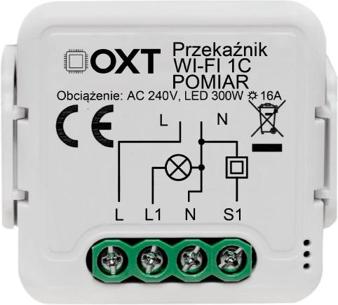Moduł OXT przekaźnik 1 obwód pomiar 16A WIFI TUYA T220P — ujęcie 1