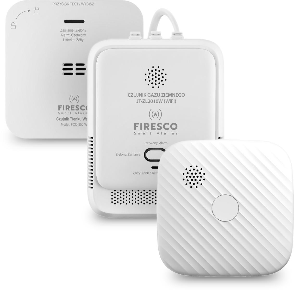 Zestaw czujników WIFI FIRESCO czujnik czadu+czujnik dymu+czujnik gazu — ujęcie 1