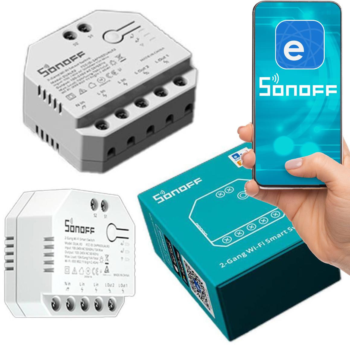 Inteligentny przełącznik Sonoff Dual R3 Lite 2-kanałowy roletowy 10A WiFi — ujęcie 1