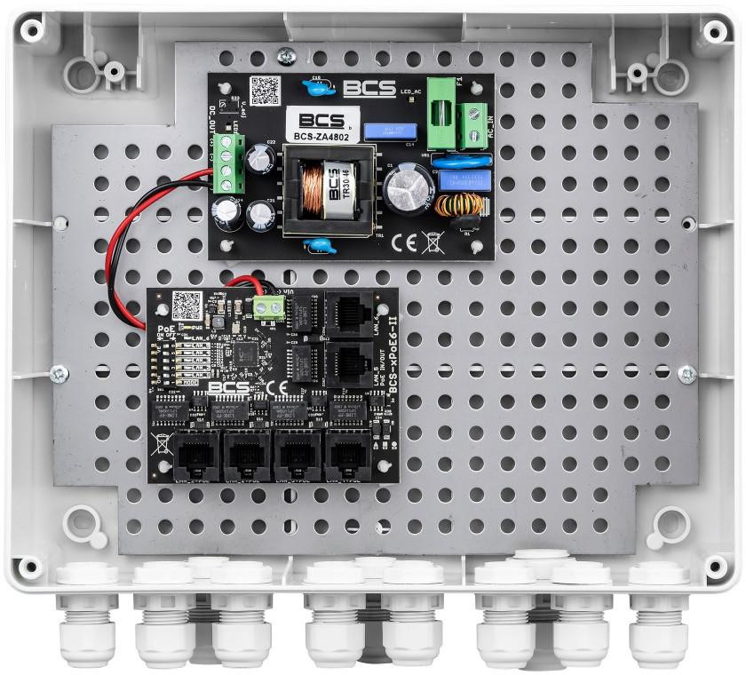 System zasilania do 5 kamer IP ze switchem PoE w obudowie zewnętrznej BCS POWER BCS-IP4/Z/E-S — ujęcie 1