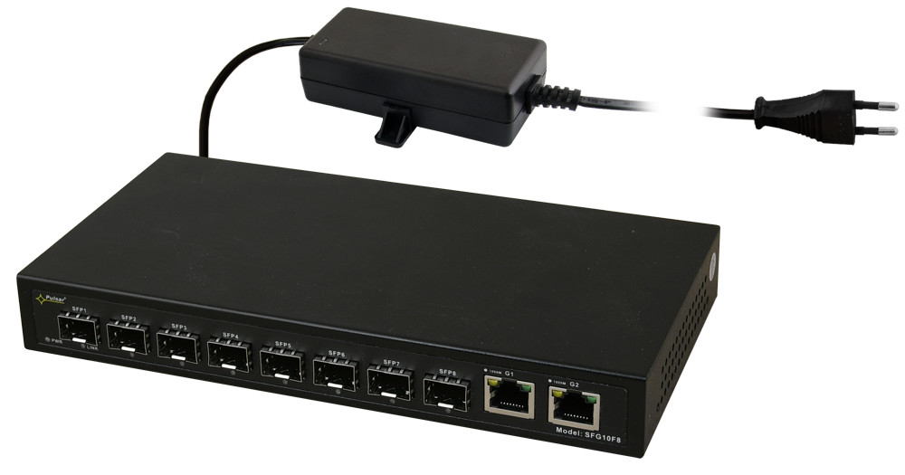 Switch optyczny PULSAR SFG10F8 (8xSFP, 2xRJ45) — ujęcie 1