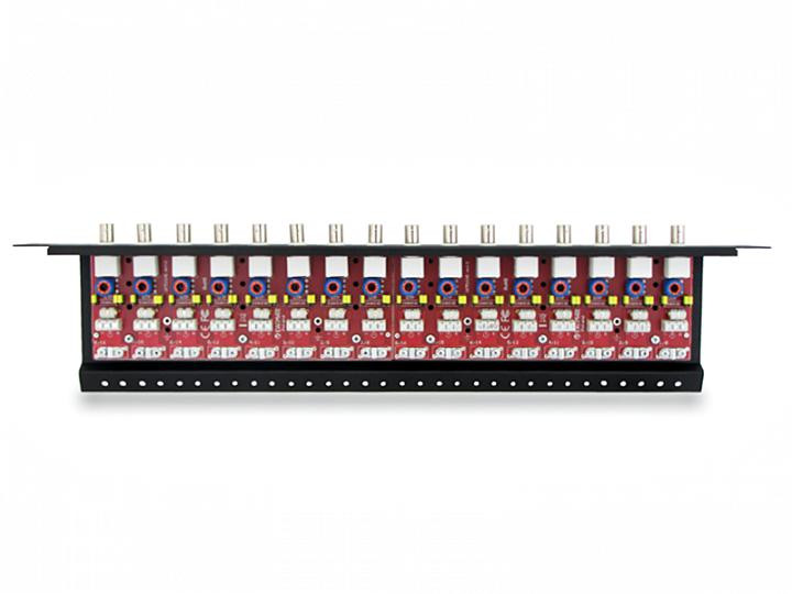 EWIMAR LHD-16R-PRO zabezpieczenie przeciwprzepięciowe 16 kanałów koncentryk skrętka RACK 19 cali AHD HD-CVI HD-TVI — ujęcie 1