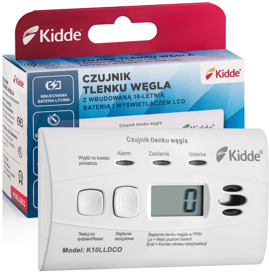 Czujnik czadu z wyświetlaczem Kidde K10LLDCO — ujęcie 1