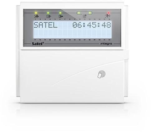 SATEL Manipulator LCD (białe podświetlenie, czytnik kart zbliżeniowych 125 kHz) INT-KLCDR-W — ujęcie 1