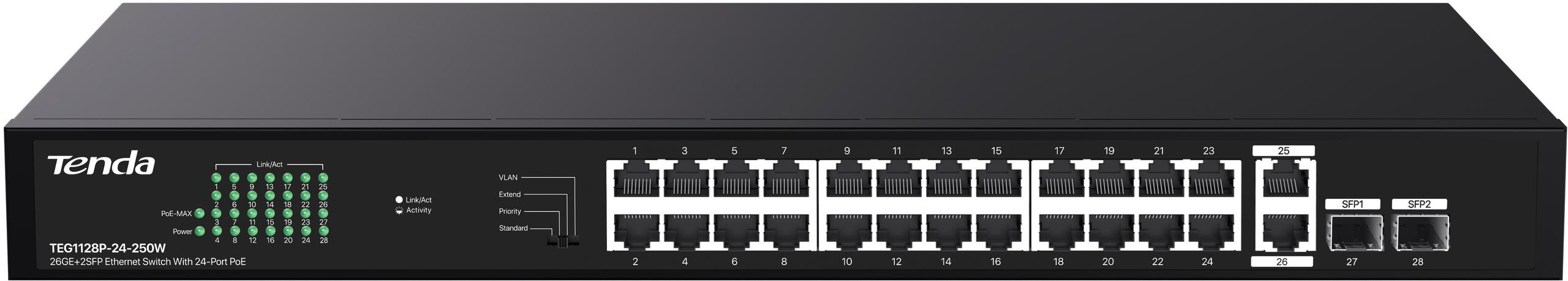 SWITCH POE TENDA TEG1128P-24-250W — ujęcie 1