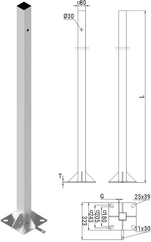 Słup ATS SKAMP1/3 pod montaż kamer CCTV — ujęcie 1